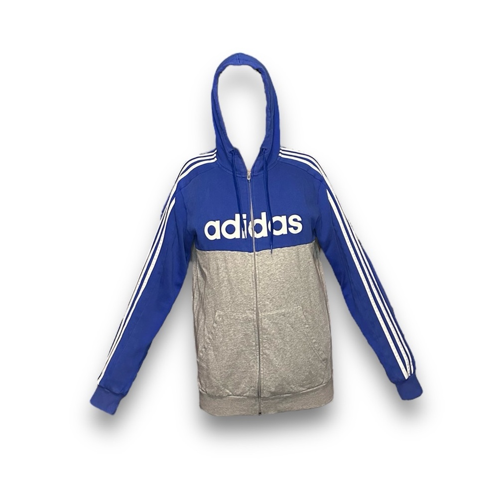 Adidas Hooded Jacket - Medium Blue, Grey and white Sportswear